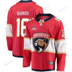 Florida Panthers Aleksander Barkov 16 Home 2023 Stanley Cup Champions Breakaway Men Jersey - Red