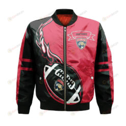 Florida Panthers Bomber Jacket 3D Printed Flame Ball Pattern