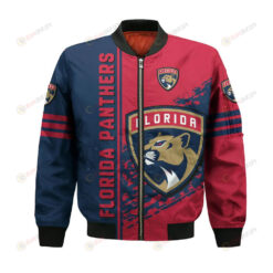 Florida Panthers Bomber Jacket 3D Printed Logo Pattern In Team Colours
