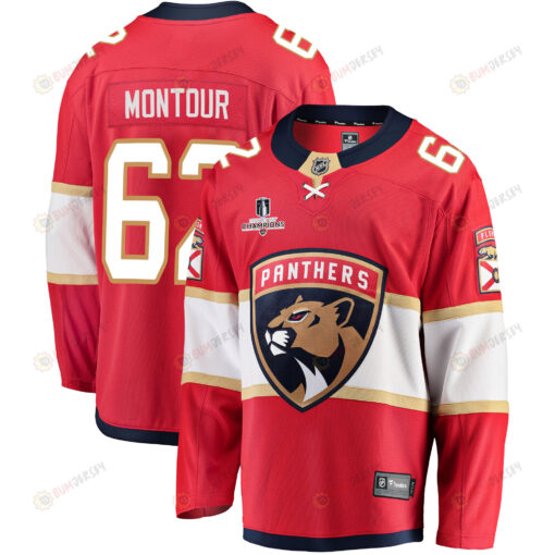 Florida Panthers Brandon Montour 62 Home 2023 Stanley Cup Champions Breakaway Men Jersey - Red