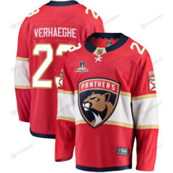 Florida Panthers Carter Verhaeghe 23 Home 2023 Stanley Cup Champions Breakaway Men Jersey - Red
