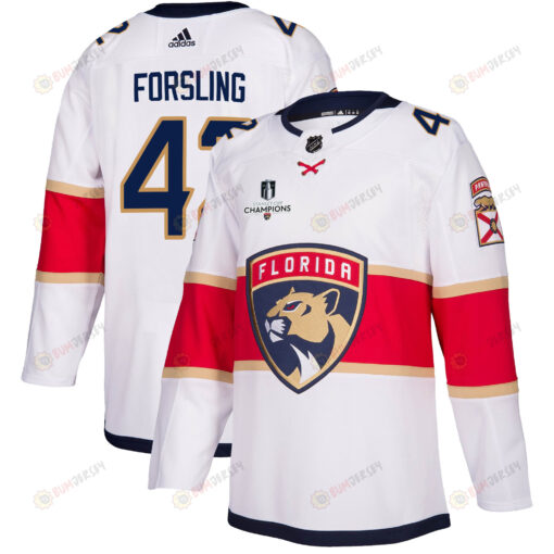 Florida Panthers Gustav Forsling 42 Away 2023 Stanley Cup Champions Breakaway Men Jersey - White