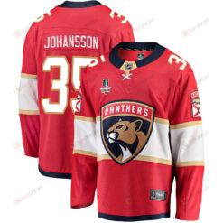 Florida Panthers Jonas Johansson 35 Home 2023 Stanley Cup Final Breakaway Men Jersey - Red