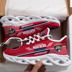 Florida Panthers Logo Custom Name Pattern 3D Max Soul Sneaker Shoes In Red