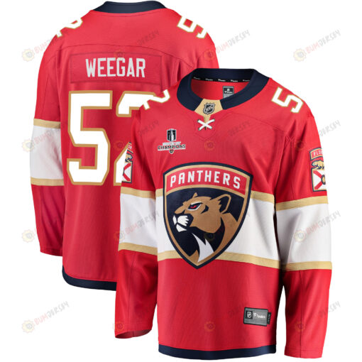 Florida Panthers MacKenzie Weegar 52 Home 2023 Stanley Cup Champions Breakaway Men Jersey - Red