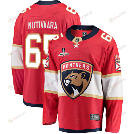 Florida Panthers Markus Nutivaara 65 Home 2023 Stanley Cup Champions Breakaway Men Jersey - Red