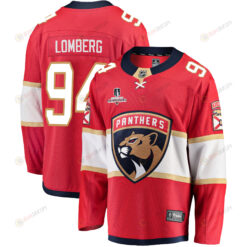 Florida Panthers Ryan Lomberg 94 Home 2023 Stanley Cup Champions Breakaway Men Jersey - Red