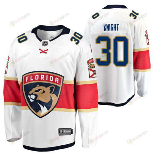 Florida Panthers Spencer Knight 30 2023 Jersey White Away Draft Jersey