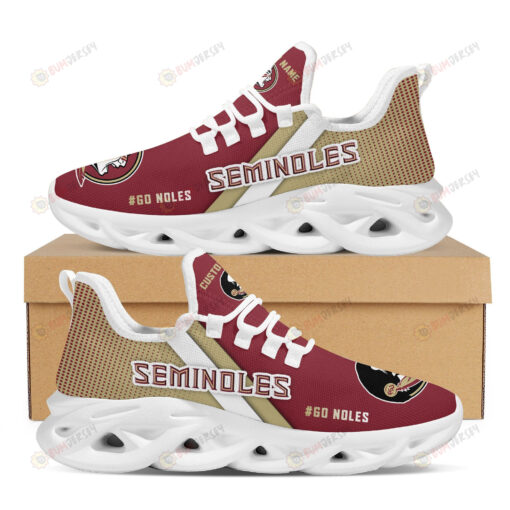 Florida State Seminoles Logo Custom Name Pattern 3D Max Soul Sneaker Shoes In Red And Brown