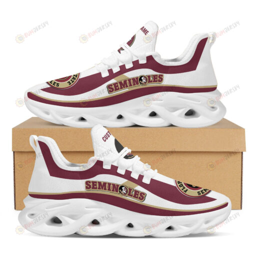 Florida State Seminoles Logo Custom Name Pattern In Red And White 3D Max Soul Sneaker Shoes