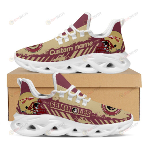 Florida State Seminoles Logo Helmet And Stripe Pattern Custom Name 3D Max Soul Sneaker Shoes