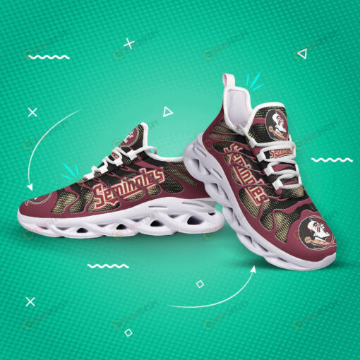 Florida State Seminoles Logo Hole Pattern 3D Max Soul Sneaker Shoes In Red