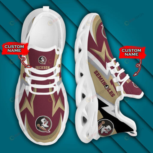 Florida State Seminoles Logo Lightening Pattern Custom Name 3D Max Soul Sneaker Shoes