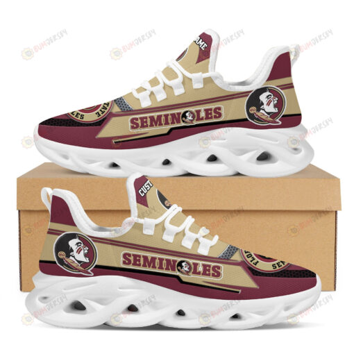 Florida State Seminoles Logo Line Pattern Custom Name 3D Max Soul Sneaker Shoes