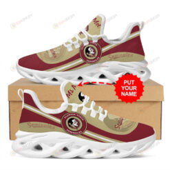 Florida State Seminoles Logo Pattern Custom Name 3D Max Soul Sneaker Shoes In Brown And Red