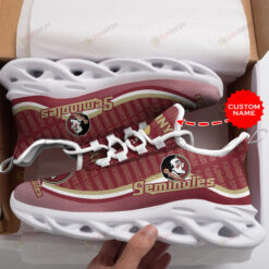 Florida State Seminoles Logo Pattern Custom Name 3D Max Soul Sneaker Shoes In Red