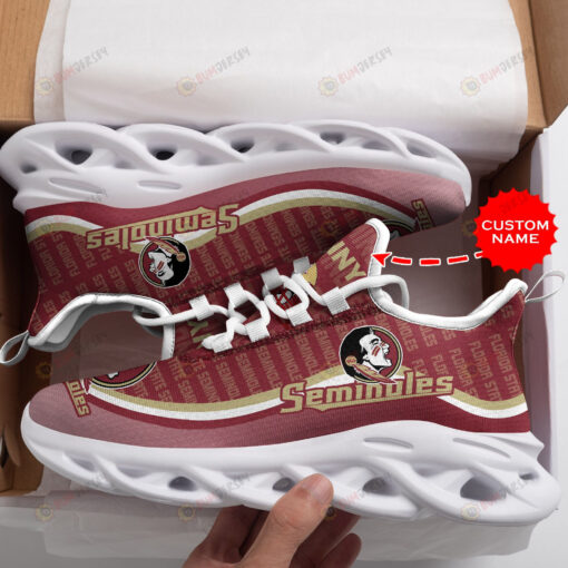 Florida State Seminoles Logo Pattern Custom Name 3D Max Soul Sneaker Shoes In Red