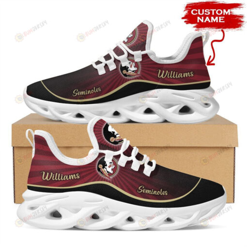 Florida State Seminoles Logo Pattern Custom Name 3D Max Soul Sneaker Shoes In Red And Black