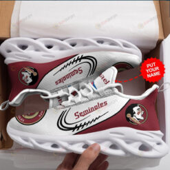 Florida State Seminoles Logo Pattern Custom Name 3D Max Soul Sneaker Shoes In Red And White