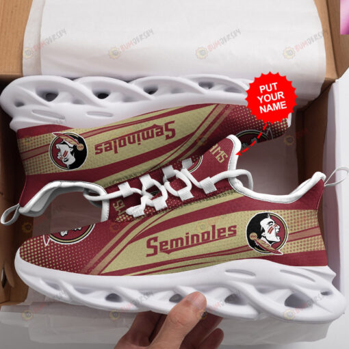 Florida State Seminoles Logo Polka Dots Pattern Custom Name 3D Max Soul Sneaker Shoes