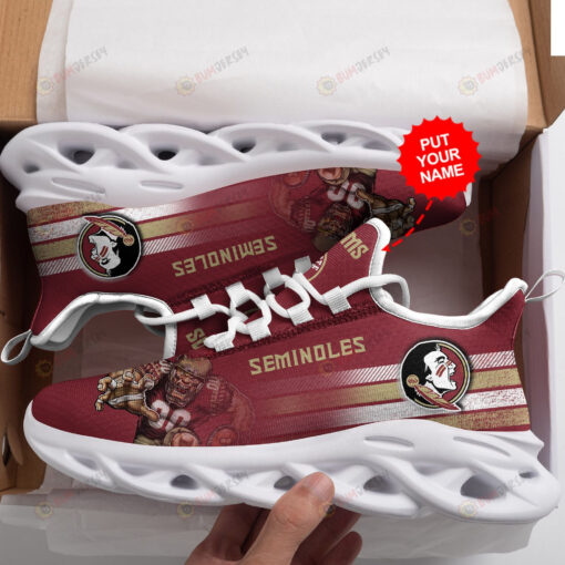 Florida State Seminoles Logo With Player Pattern Custom Name 3D Max Soul Sneaker Shoes