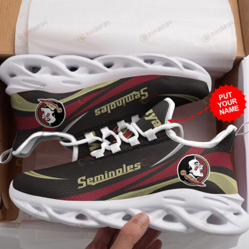 Florida State Seminoles Pattern In Black Custom Name 3D Max Soul Sneaker Shoes