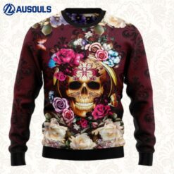 Flower Skull Ugly Sweaters For Men Women Unisex