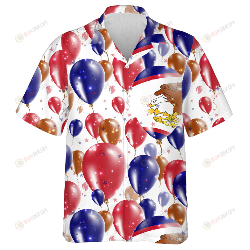 Flying Rubber Balloons In Colors Of the American Samoan Flag Hawaiian Shirt