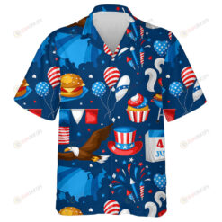 Foods And Symbols Of American Patriotic Illustration Hawaiian Shirt