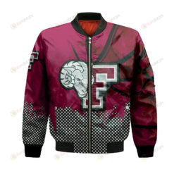 Fordham Rams Bomber Jacket 3D Printed Basketball Net Grunge Pattern