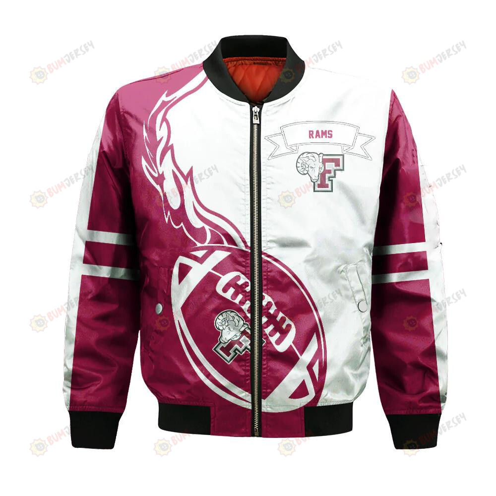 Fordham Rams Bomber Jacket 3D Printed Flame Ball Pattern