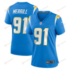 Forrest Merrill 91 Los Angeles Chargers Women's Player Game Jersey - Powder Blue