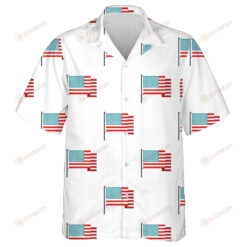 Fourth July American Flag Illustration White Background Hawaiian Shirt