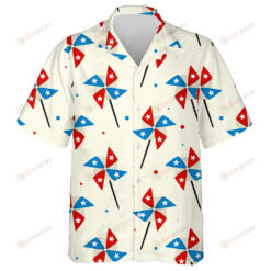 Fourth July Retro Star In Blue And Red Stripes Monochrome Hawaiian Shirt