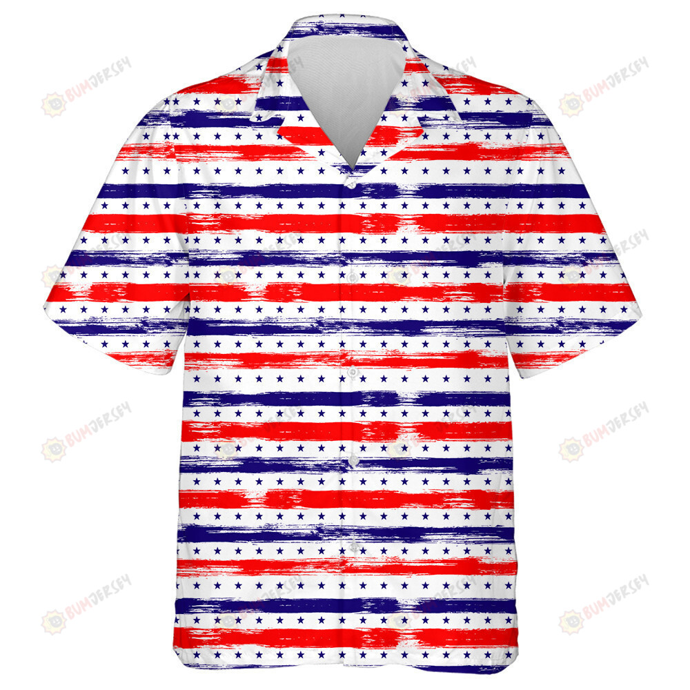 Fourth July Stars Stripes Abstract Painting Pattern Hawaiian Shirt