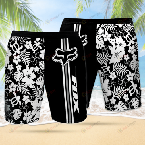 Fox Floral Black Theme Hawaiian Shorts Summer Shorts Men Shorts - Print Shorts