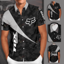 Fox MotoGP Racing Curved Hawaiian Shirt In Black