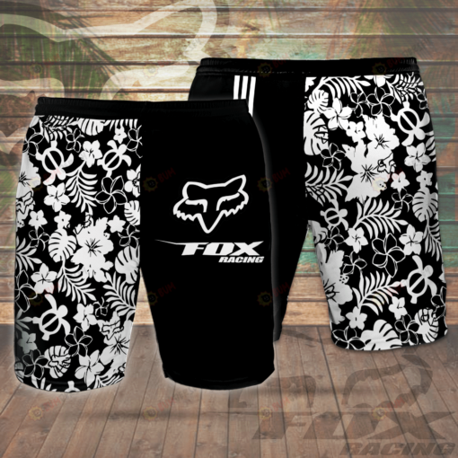 Fox Racing Black Pattern Hawaiian Shorts Summer Shorts Men Shorts - Print Shorts