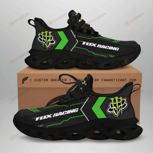 Fox Racing Logo Green Pattern 3D Max Soul Sneaker Shoes In Black