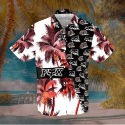 Fox Racing Logo Hawaiian Shirt With Coconut Tree Pattern