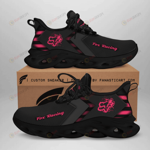 Fox Racing Logo Pink Pattern 3D Max Soul Sneaker Shoes In Black