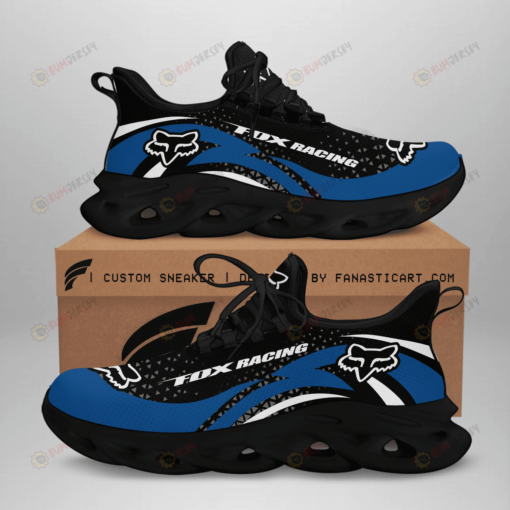 Fox Racing Logo Triangle Pattern 3D Max Soul Sneaker Shoes In Black Blue