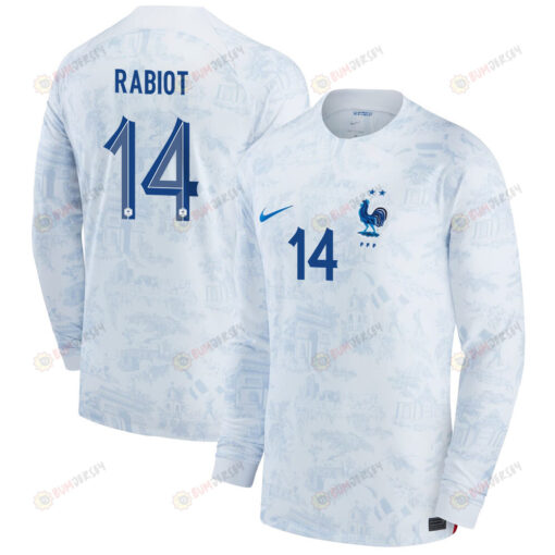 France National Team 2022-23 Qatar World Cup Adrien Rabiot 14 Men Long Sleeve Jersey- Away