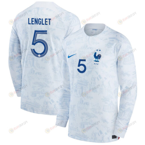 France National Team 2022-23 Qatar World Cup Clement Lenglet 5 Men Long Sleeve Jersey- Away
