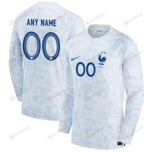 France National Team 2022-23 Qatar World Cup Custom 00 Men Long Sleeve Jersey- Away
