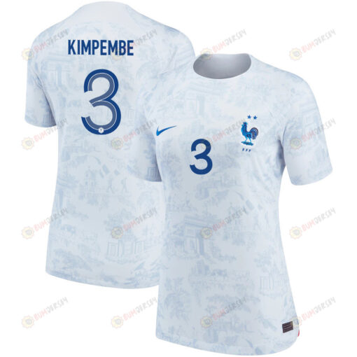 France National Team 2022-23 Qatar World Cup Presnel Kimpembe 3 Away Women Jersey - White/Blue