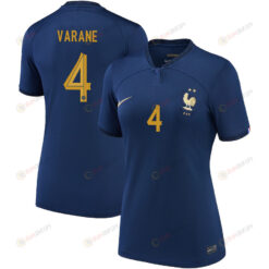 France National Team 2022-23 Qatar World Cup Rapha?l Varane 4 Home Women Jersey - Navy