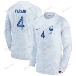 France National Team 2022-23 Qatar World Cup Rapha?l Varane 4 - Men Away Long Sleeve Jersey