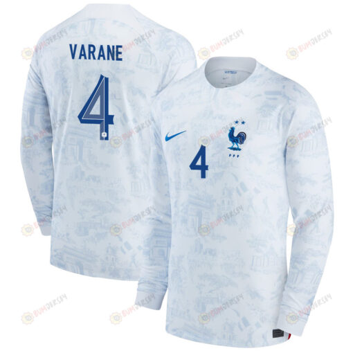 France National Team 2022-23 Qatar World Cup Rapha?l Varane 4 - Men Away Long Sleeve Jersey