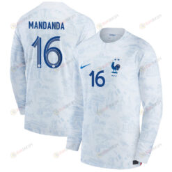 France National Team 2022-23 Qatar World Cup Steve Mandanda 16 - Men Away Long Sleeve Jersey